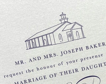 Dry Creek Chapel, AL Venue Illustration | Wedding Invitation Sketch | Hand Drawn Line Art | DIGITAL DOWNLOAD