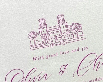 The Lightner Museum, St. Augustine FL Venue Illustration | Wedding Invitation Sketch | Hand Drawn Line Art | DIGITAL DOWNLOAD