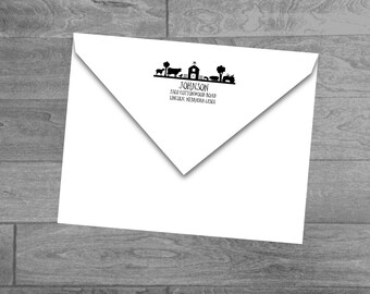 Self Inking Farm Address Stamp Return Address Stamp Self Inking with Barn and Farm