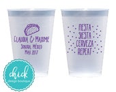 Fiesta Siesta Cerveza Repeat Taco 12 oz Frosted Cup Wedding Favors Fun Wedding Party Gifts Wedding Anniversary Party Custom Beverage D400e