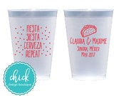 Fiesta Siesta Cerveza Repeat 12 oz Frosted Cup Wedding Favors Fun Wedding Party Gifts Wedding Anniversary Party Gift Custom Beverage D400a