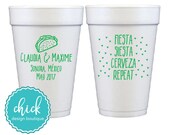 Fiesta Siesta Cerveza Repeat Taco 20 oz Foam Cup Wedding Favors Fun Wedding Party Gifts Wedding Anniversary Party Custom Beverage D400e