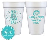 Fiesta, Siesta, Cerveza, Repeat Taco 20 oz Foam Cup Wedding Favors Fun Wedding Party Gifts Wedding Anniversary Party Custom Beverage D400a