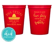 Viva Fiesta with Event Location - 16 oz Cup Wedding Favors Fun Wedding Party Gifts Wedding Anniversary Party Gifts Custom Beverage D406a