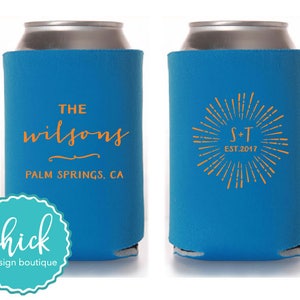 Last Name & Sunburst - Custom Can Cooler Personalized Wedding Favor Party Gift Anniversary Favor Engagement Customized Gifts 3D343