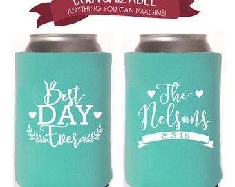 Best Day Ever Custom Can Cooler Wedding Favors Fun Wedding Party Gifts Wedding Anniversary Party Gifts Custom Beverage Can Cooler 4D117