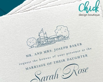 Hermitage Country Club, Goochland County, VA Venue Illustration | Wedding Invitation Sketch | Hand Drawn Line Art | DIGITAL DOWNLOAD