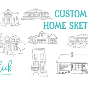 Custom Home Illustration, House Sketch, Foil Art Print, Custom Portrait, Digital File included with Art Print Chick Design Boutique