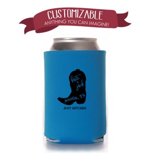 Getting Hitched Boots Can Cooler Wedding Favors, Fun Wedding Party Gifts Wedding Anniversary Party Gifts Custom Beverage Can Cooler 1D23