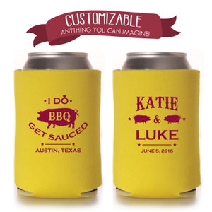 I Do BBQ Get Sauced Can Cooler Wedding Favors, Fun Wedding Party Gifts Wedding Anniversary Party Gifts Custom Beverage Can Cooler 3D6N1