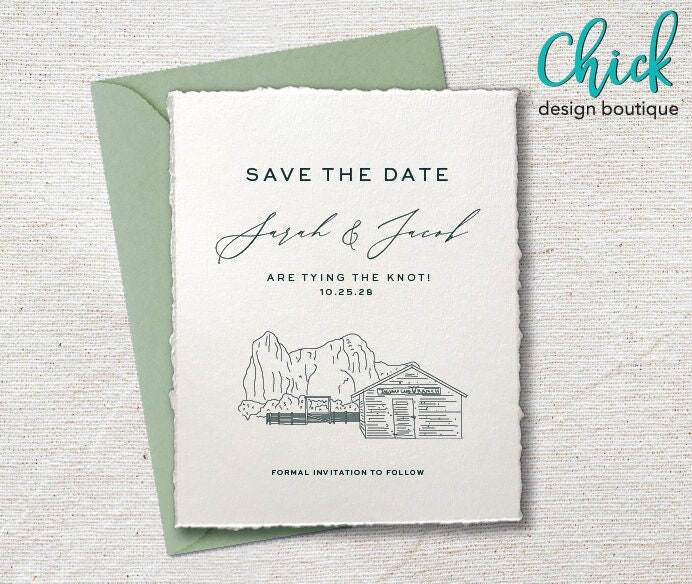 Sauguaro Lake Ranch, AZ Venue Illustration | Wedding Invitation Sketch | Hand Drawn Line Art | DIGITAL DOWNLOAD
