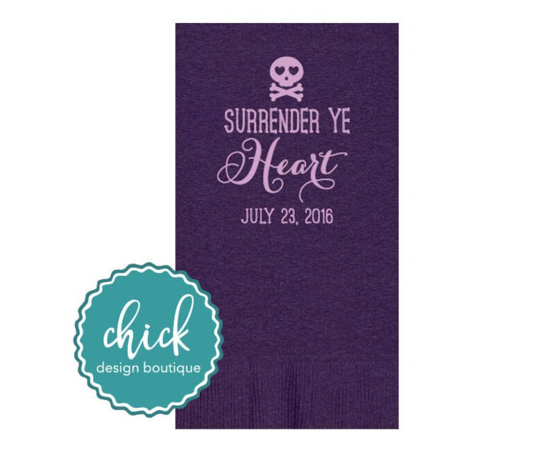 Pirate Skull Towel Napkins Wedding Decor Wedding Rehearsal Dinner Anniversary Party Gifts Custom Guest Towel 2D360 Surrender Ye Heart