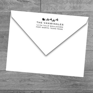 Santa Claus and Reindeer Custom Wood Mounted or Self Inking Return Address Stamp