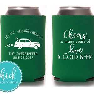 Cheers to Many Years & Cold Beers- Custom Can Cooler Personalized Wedding Favor Party Gift Anniversary Favor Engagement Favor  3D258
