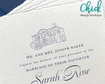 Airlie, Warrenton VA Venue Illustration | Wedding Invitation Sketch | Hand Drawn Line Art | DIGITAL DOWNLOAD