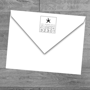 Starfish aangepaste hout gemonteerd of zelf inkt terugkeer adres stempel Square