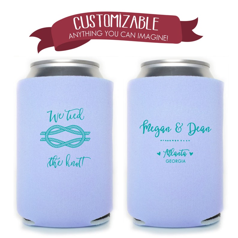 We Tied the Knot Can Cooler Wedding Favors Fun Wedding Party Gifts Wedding Anniversary Party Gifts Custom Beverage Can Cooler 3D17N19