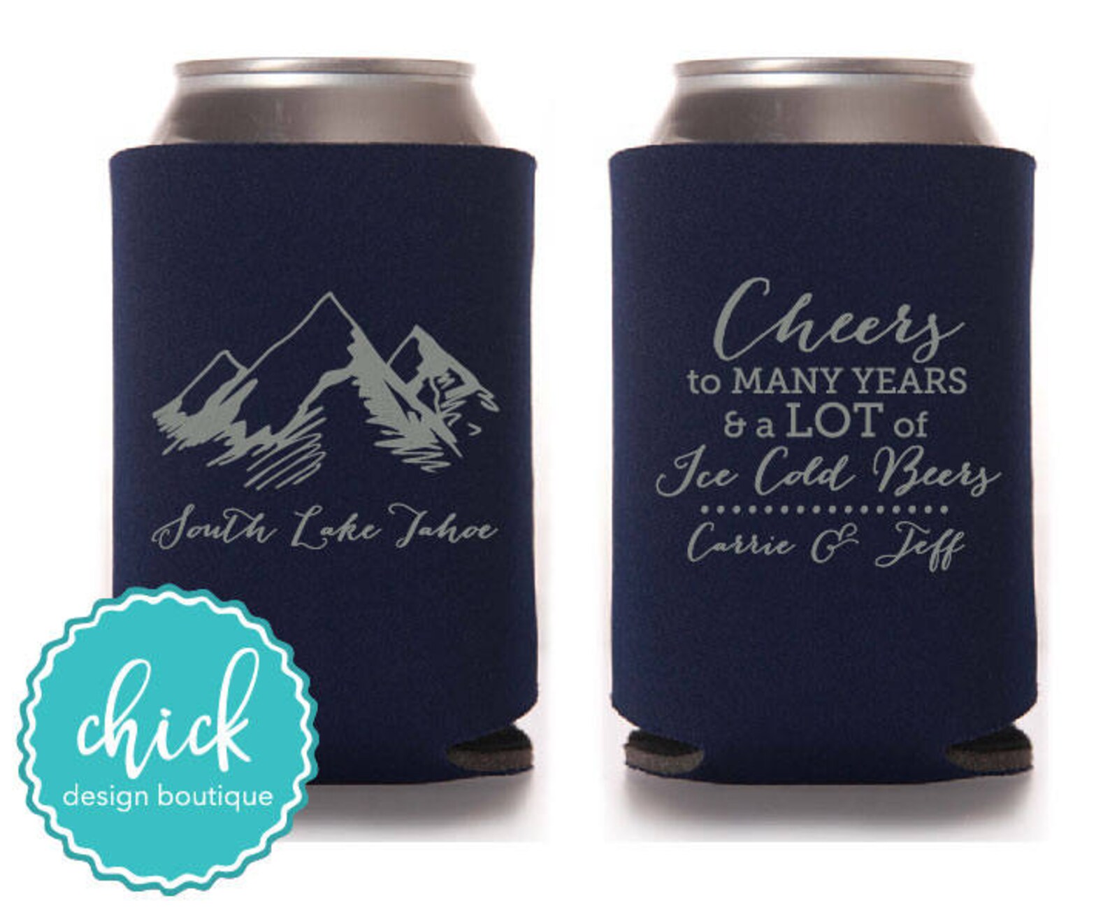 Mountains Cheers to Cold Beers Can Cooler Wedding Favors Fun Etsy