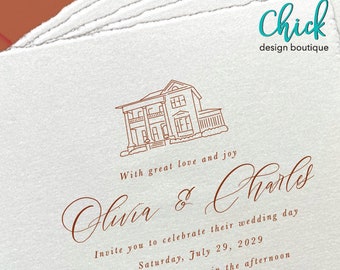 Venue de La Chute, LA Venue Illustration | Wedding Invitation Sketch | Hand Drawn Line Art | DIGITAL DOWNLOAD