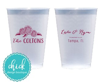 Floral Name 12 oz Frosted Cup Wedding Favors Fun Wedding Party Gifts Wedding Anniversary Party Gifts Custom Beverage D330