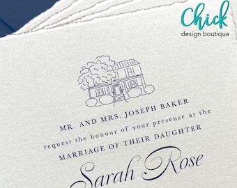 The Corry House, GA Venue Illustration | Wedding Invitation Sketch | Hand Drawn Line Art | DIGITAL DOWNLOAD