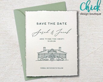The River Club at Oldfield, SC Venue Illustration | Wedding Invitation Sketch | Hand Drawn Line Art | DIGITAL DOWNLOAD