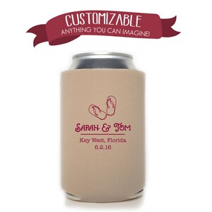 Custom Tropical Sandals Can Cooler Wedding Favors, Fun Wedding Party Gifts Wedding Anniversary Party Gifts Custom Beverage Can Cooler 1D28
