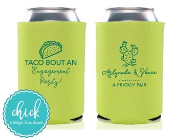 Taco Bout an Engagement Party, A Prickly Pair - Custom Can Cooler Personalized Wedding Favor Party Gift Anniversary Favor Shower Favor 3D408