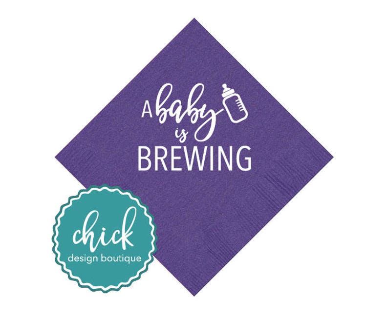 A Baby is Brewing Beverage Napkins Baby Shower Decor Fun Birth Announcement Party Gifts Gender Reveal Party Gift Custom 1D409a