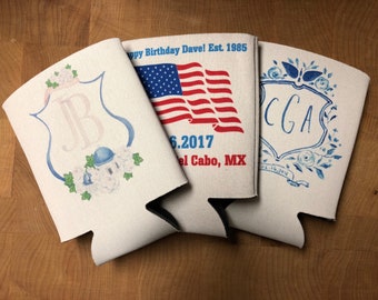 Personalisierter farbiger Dosenkühler, Gastgeschenke für Hochzeiten, kundenspezifische Hochzeitsbevorzugung, Bierkühler, Hochzeitsempfangbevorzugung, kundenspezifische Bevorzugungen