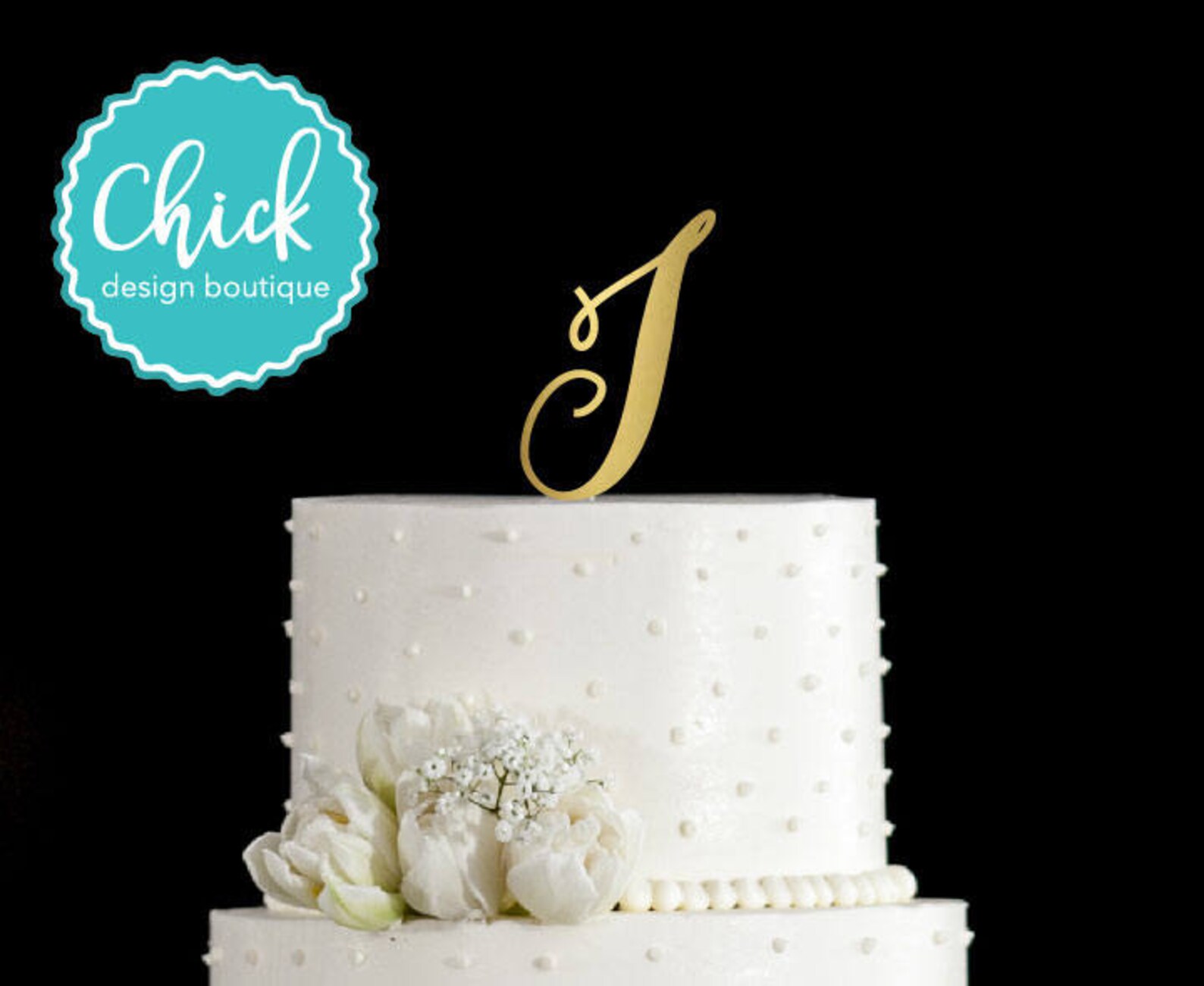 Monogram Letter J Cake Topper Unique & Traditional Fonts A B C Etsy
