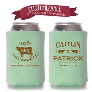 I Do BBQ Get Sauced Can Cooler Wedding Favors Fun Wedding Party Gifts Wedding Anniversary Party Gifts Custom Beverage Can Cooler 2D61N6