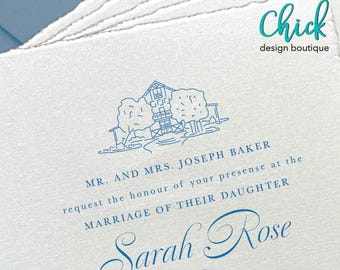 Cedar Skies Barn, Burnet TX Venue Illustration | Wedding Invitation Sketch | Hand Drawn Line Art | DIGITAL DOWNLOAD