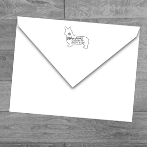 Corgi Wood Mounted or Self Inking Return Address Stamp Silhouette