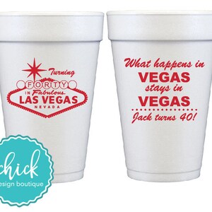 What Happens in Vegas 20 Oz Foam Cup Wedding Favors Fun 