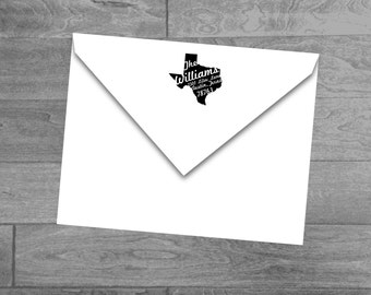 Custom State Wood Mounted or Self Inking Return Address Stamp Square (Texas, California, Michigan, New York, Florida, Your Choice)