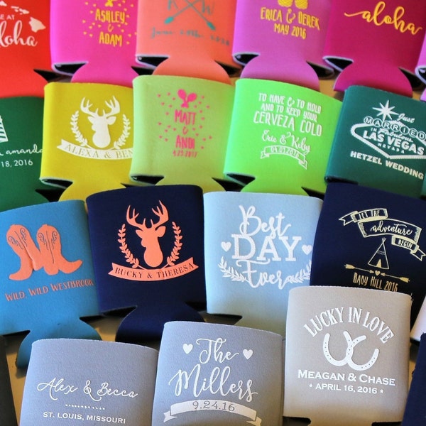 Gepersonaliseerde blikjeskoeler, gunsten voor bruiloften, blikjeskoeler bruiloft, aangepaste bedankje, bierkoeler, bedankje bruiloft, aangepaste bedankjes