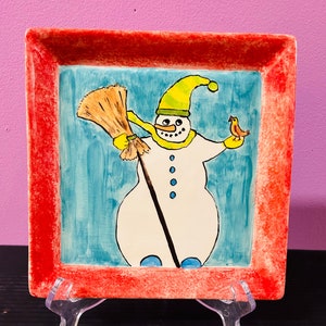 Snowman cookie plate
