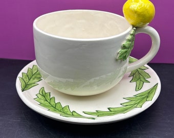 Lemon mug with saucer