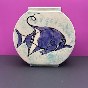Handpainted Tropical Fish Vase: Exotic Coral Decor