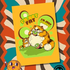 Poster FLUFFY CAT - Arte murale cartoon, KIWI , opera d’arte grafica - file digitale - download