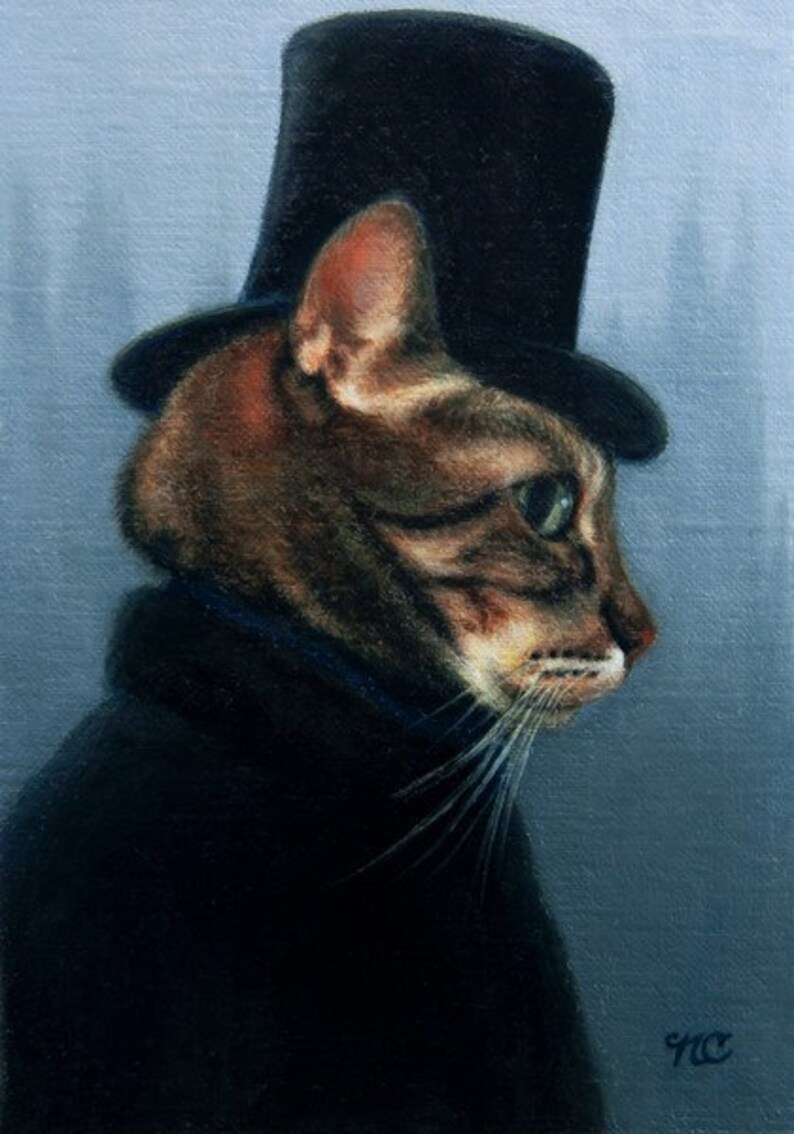 Mr. Hyde Blank Card of Original Oil Cat Painting by Nancy Cuevas image 1