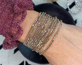 Stack Bracelet Super sparkly rhinestones blings bracelet set in grays and blacks holiday New Year’s Eve 2024 ready