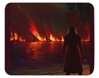 The Burning of the Ships - Mouse pad - Tolkien inspired art