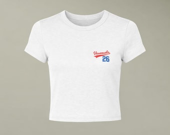 Venezuela 26 Micro Rib Baby Tee Venezuela Shirt Women Venezuelan Tee Latina Crop Top Y2K Fitted Tee Vinotinto Baseball Shirt