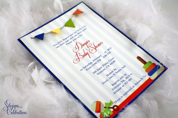 Hanging Banner Baby Shower or Baby birthday Invitation - Colorful Baby Toys Il_570xn