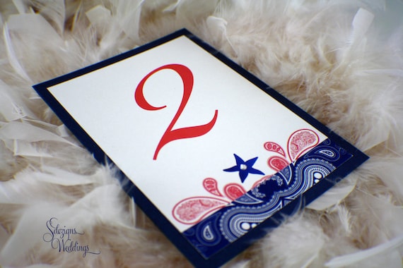 Starfish and Paisley Table numbers Il_570xn