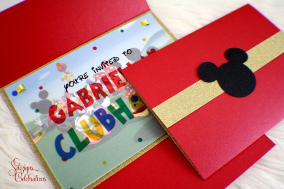 Clubhouse Invitations | Mickey | Fun | Birthday | Glitter | Vellum | Polkadots Il_570xn