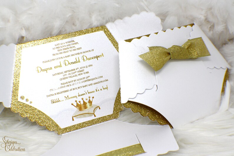 Royal Baby Shower Gold Baby Shower Invitation Diaper Etsy Royal Baby Shower Gold Baby Shower Invitation Diaper Etsy