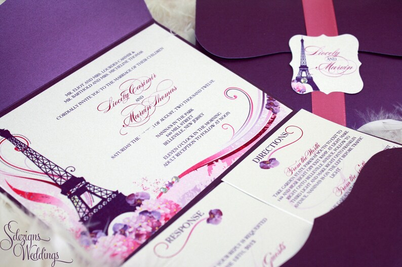 Gorgeous Paris Wedding Invitations Etsy